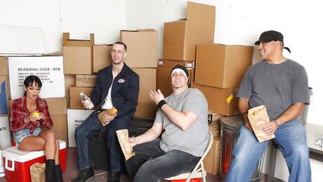 Curious latin Angelina Valentine fucked after sucking big cock in office